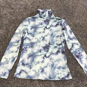 Herou Tie Dye Blue White Turtleneck Small